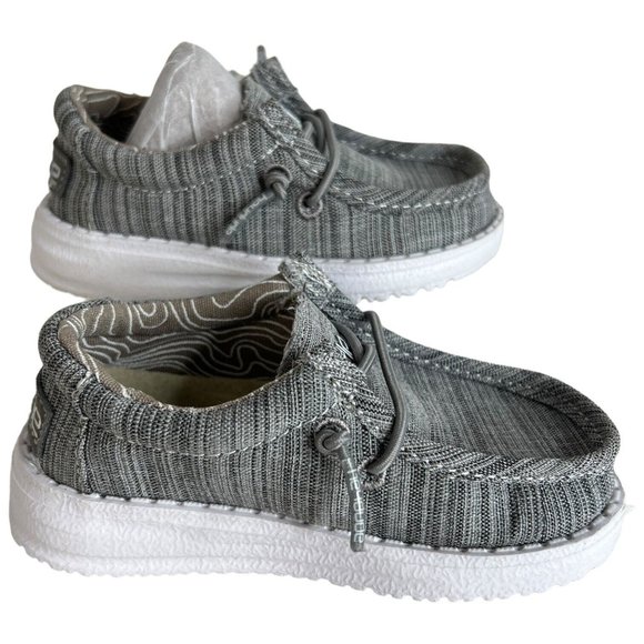 Hey Dude Wally Toddler Shoes Linen Stone Gray Slip On Size K6 M New In Box - Picture 4 of 14